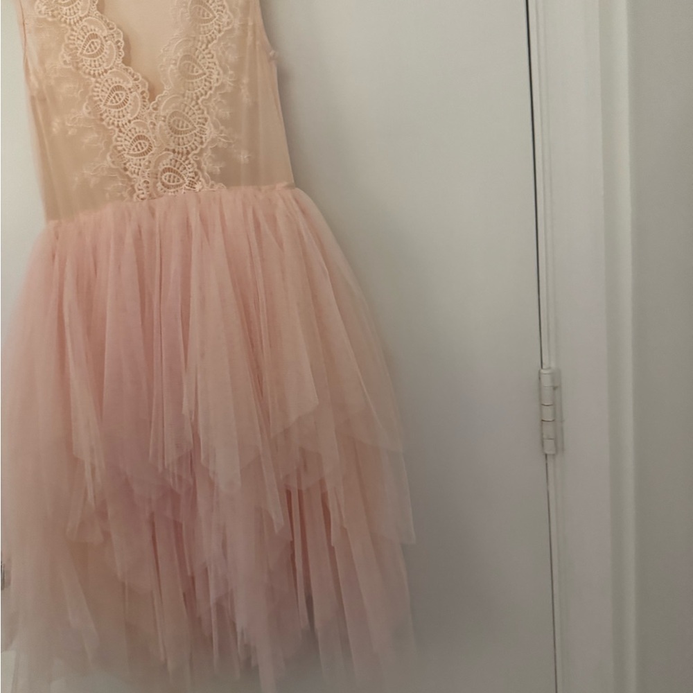 Elegant Pink Lace Kids Formal Dress